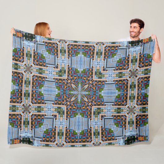 Dekorative 8-Bit-Stadt Land verkleidet Glas Satin Fleecedecke (Beispiel)