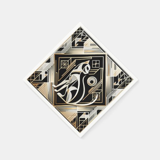 Dekorative Abstrakt Black Cat Napkins Serviette (Ecke)