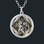 Dekorative Abstrakt Black Cat Necklace Versilberte Kette<br><div class="desc">Schöne Dekorationskunst Abstrakt Black Cat Necklace</div>