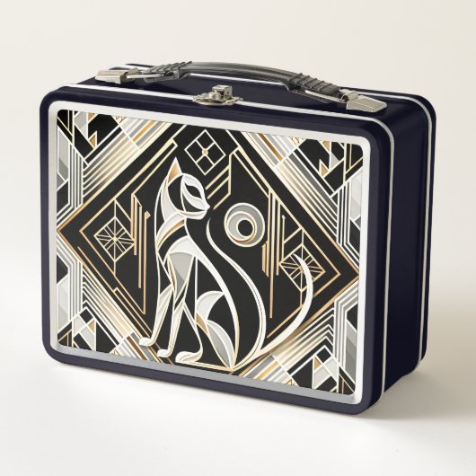 Dekorative Abstrakte Black Cat Metal Lunchbox (Vorderseite)