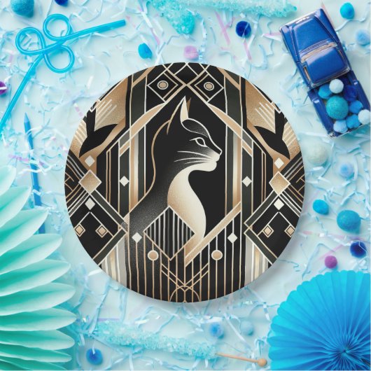 Dekorative Abstrakte Papierplatte der Black Cat Pappteller (Party)