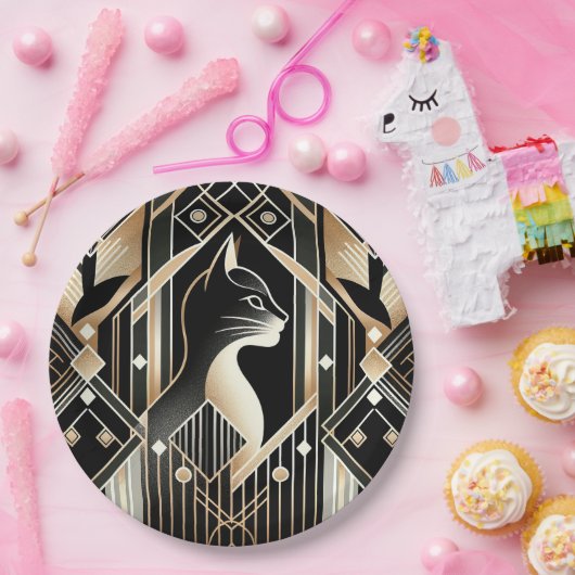 Dekorative Abstrakte Papierplatte der Black Cat Pappteller (Party)