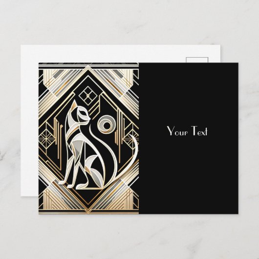 Dekorative Abstrakte Schwarzkatzenpostkarte Postkarte (Vorne/Hinten)