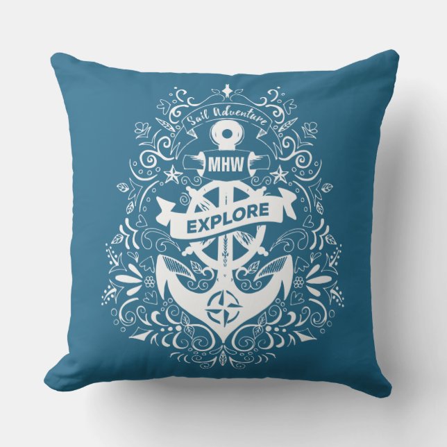 Dekorative Ankerpfeifen für Monogramm Kissen (Vorderseite)