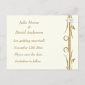 Dekorative antike Goldbrasse Hochzeit Ankündigungspostkarte (Rückseite)