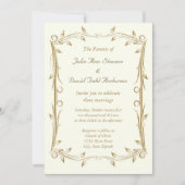 Dekorative antike Goldbrasse Hochzeit Einladung (Vorderseite)