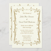 Dekorative antike Goldbrasse Hochzeit Einladung (Vorne/Hinten)