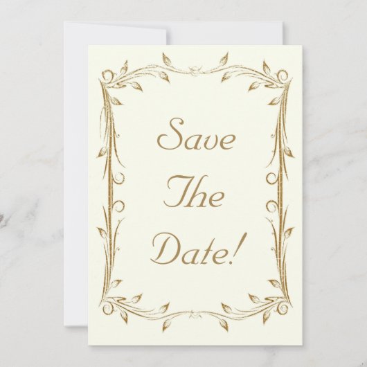Dekorative antike Goldbrasse Hochzeit Save The Date (Vorderseite)
