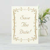 Dekorative antike Goldbrasse Hochzeit Save The Date (Stehend Vorderseite)