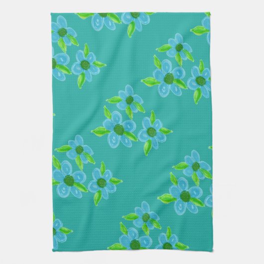 Dekorative Aquamarin Flower Handtuch (Vertikal)