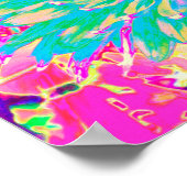 Dekorative Aquamarin Grün und Heiß Rosa Dahlia Blu Poster (Ecke)