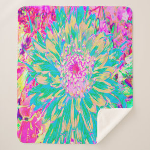 Dekorative Aquamarin Grün und Heiß Rosa Dahlia Blu Sherpadecke