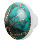 Dekorative Aquamarine Goldmarmorbäume Keramikknauf (Rechts)