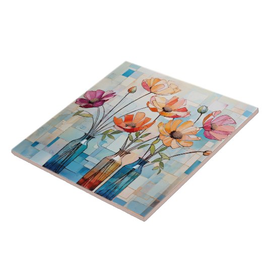 Dekorative Aquarellfarben-Blume Fliese (Seite)