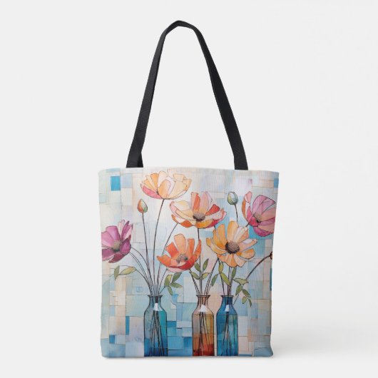 Dekorative Aquarellfarben-Blume Tasche (Rückseite)