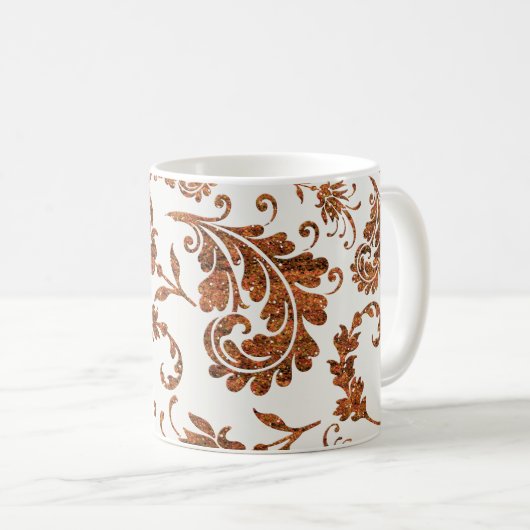 DEKORATIVE AUTUMENFALLKUPFERKOPIERE-BLÄTTER FLORAL KAFFEETASSE (VorderseiteRechts)