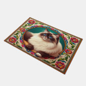 Dekorative Birman Cat farbenfrohe Blume Grenze Fußmatte (Schrägansicht)