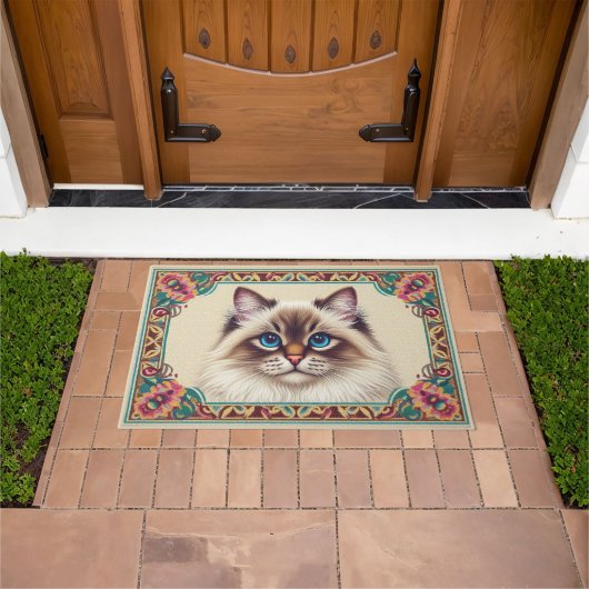 Dekorative Birman Cat farbenfrohe Gerahmte Grenze Fußmatte (Außenbereich)