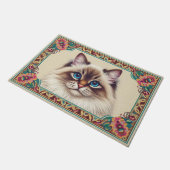 Dekorative Birman Cat farbenfrohe Gerahmte Grenze Fußmatte (Schrägansicht)