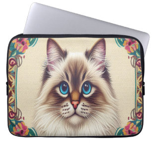 Dekorative Birman Cat farbenfrohe Gerahmte Grenze Laptopschutzhülle