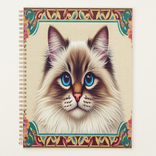 Dekorative Birman Cat farbenfrohe Gerahmte Grenze Planer (Vorderseite)