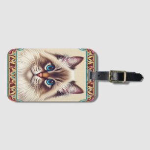 Dekorative Birman-Katze Farbige Rahmengrenze Gepäckanhänger