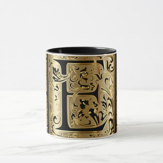 Dekorative Black and Gold Letter E Tasse (Zentrum)