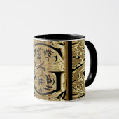 Dekorative Black and Gold Letter G-Tasse Tasse (VorderseiteRechts)