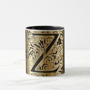 Dekorative Black and Gold Letter Z Tasse