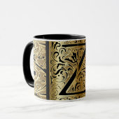Dekorative Black and Gold Letter Z Tasse (Vorderseite Links)