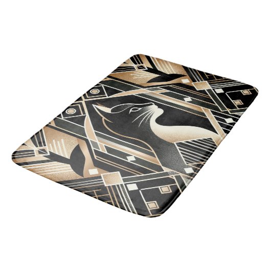 Dekorative Black Cat Abstrakt Bath Mat Badematte (Schrägansicht)