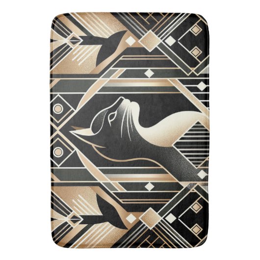 Dekorative Black Cat Abstrakt Bath Mat Badematte (Vorderseite Vertikal)