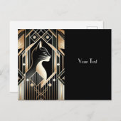 Dekorative Black Cat Abstrakte Postkarte (Vorne/Hinten)