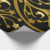 Dekorative Black Gold Look Chic Weihnachtsstars Geschenkpapier (Ecke)