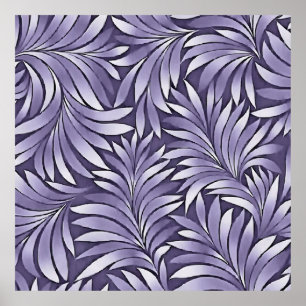 Dekorative Blätter in Amethyst und Weiß Poster