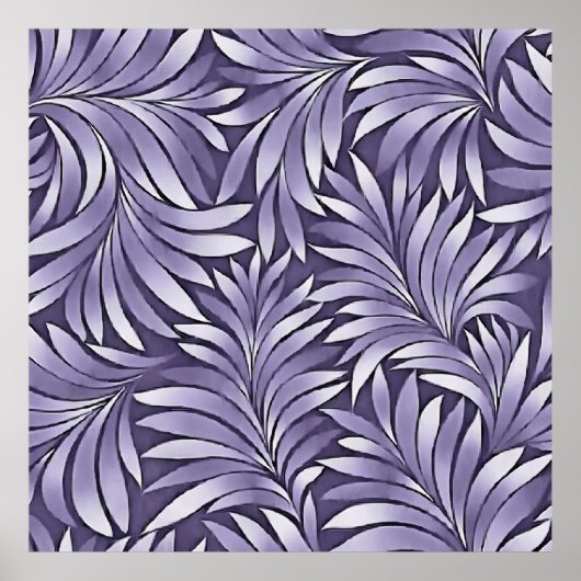 Dekorative Blätter in Amethyst und Weiß Poster (Vorne)