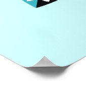 Dekorative Blätter mit Blume modern, abstrakt blau Poster (Ecke)