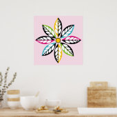 Dekorative Blätter mit Blume modern, abstrakt Poster (Küche)