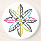 Dekorative Blätter mit Blume modern, abstrakt Sandstein Untersetzer (Vorne)