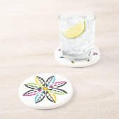 Dekorative Blätter mit Blume modern, abstrakt Sandstein Untersetzer (Seite)