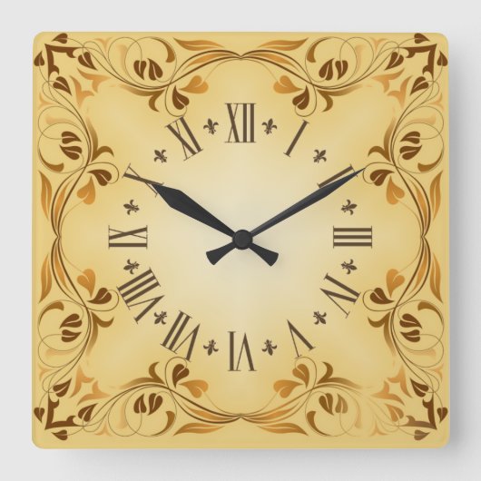 Dekorative Blätter Quadratische Wanduhr (Vorderseite)