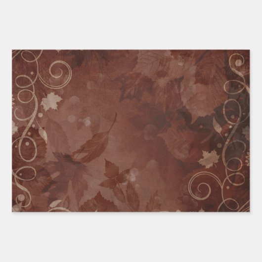 Dekorative Blätter und Schnörkel in Herbstfarben (Vorderseite 2)