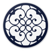 Dekorative Blau-Weiß-Muster Keramik Pull-Knopf Keramikknauf (Vorderseite)