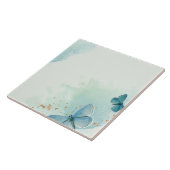 Dekorative blaue Aquarellbutterfische Fliese (Seite)