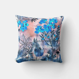 Dekorative blaue Blumen Kissen