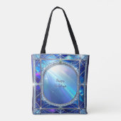 Dekorative blaue Feiertags-Tasche Tasche (Rückseite)