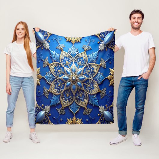 Dekorative blaue Gold-Fliesdecke Fleecedecke (Beispiel)