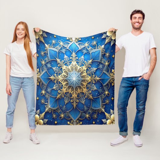 Dekorative blaue Gold-Fliesdecke Fleecedecke (Beispiel)
