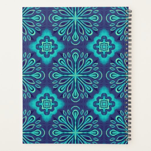 Dekorative Blaue Snowflake Boho Muster Planer (Rückseite)