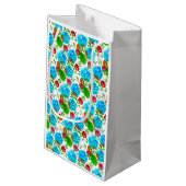Dekorative blaue Tulpen Kleine Geschenktüte (Rückseite Schrägansicht)
